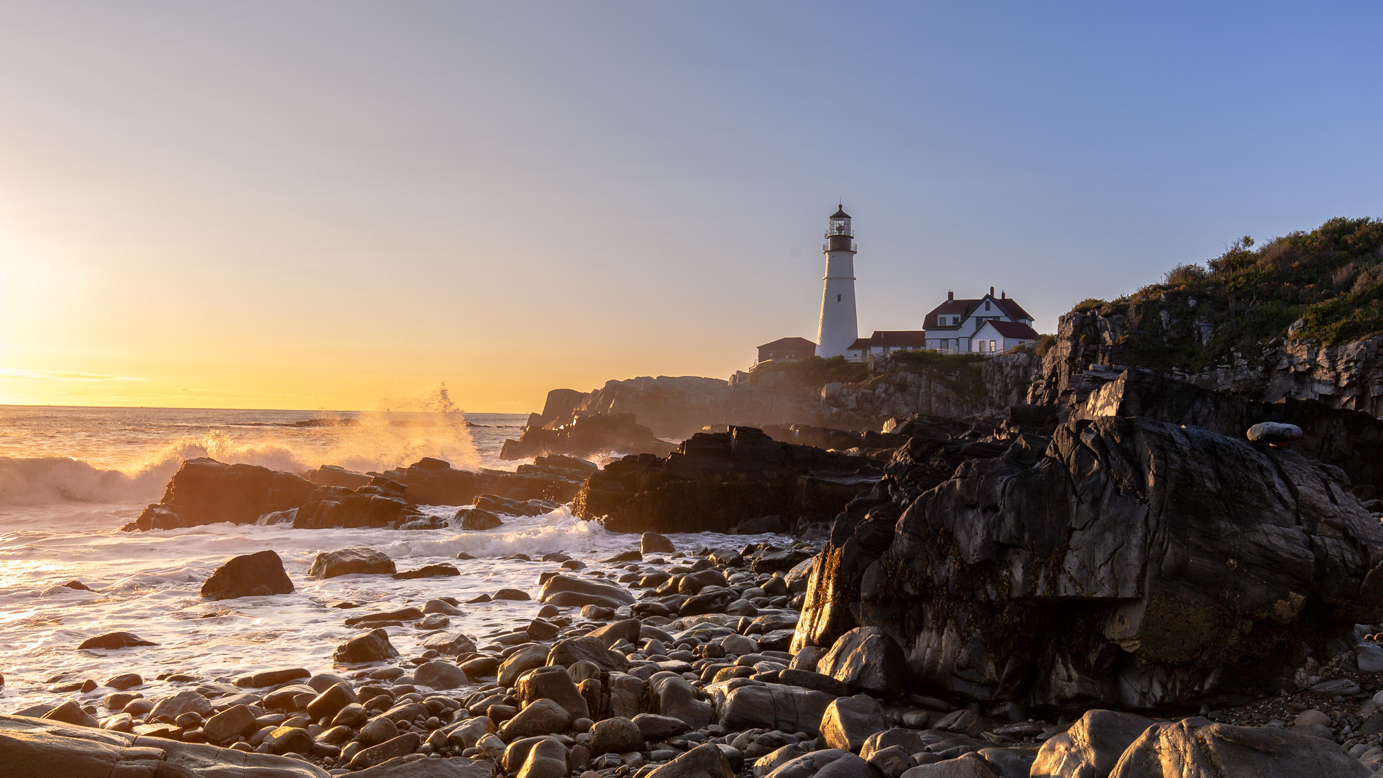 Portland Headlight lighthouse at sunrise