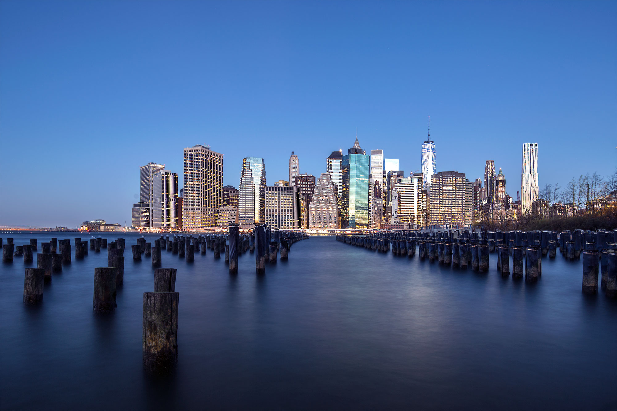 Manhattan skyline at dawn