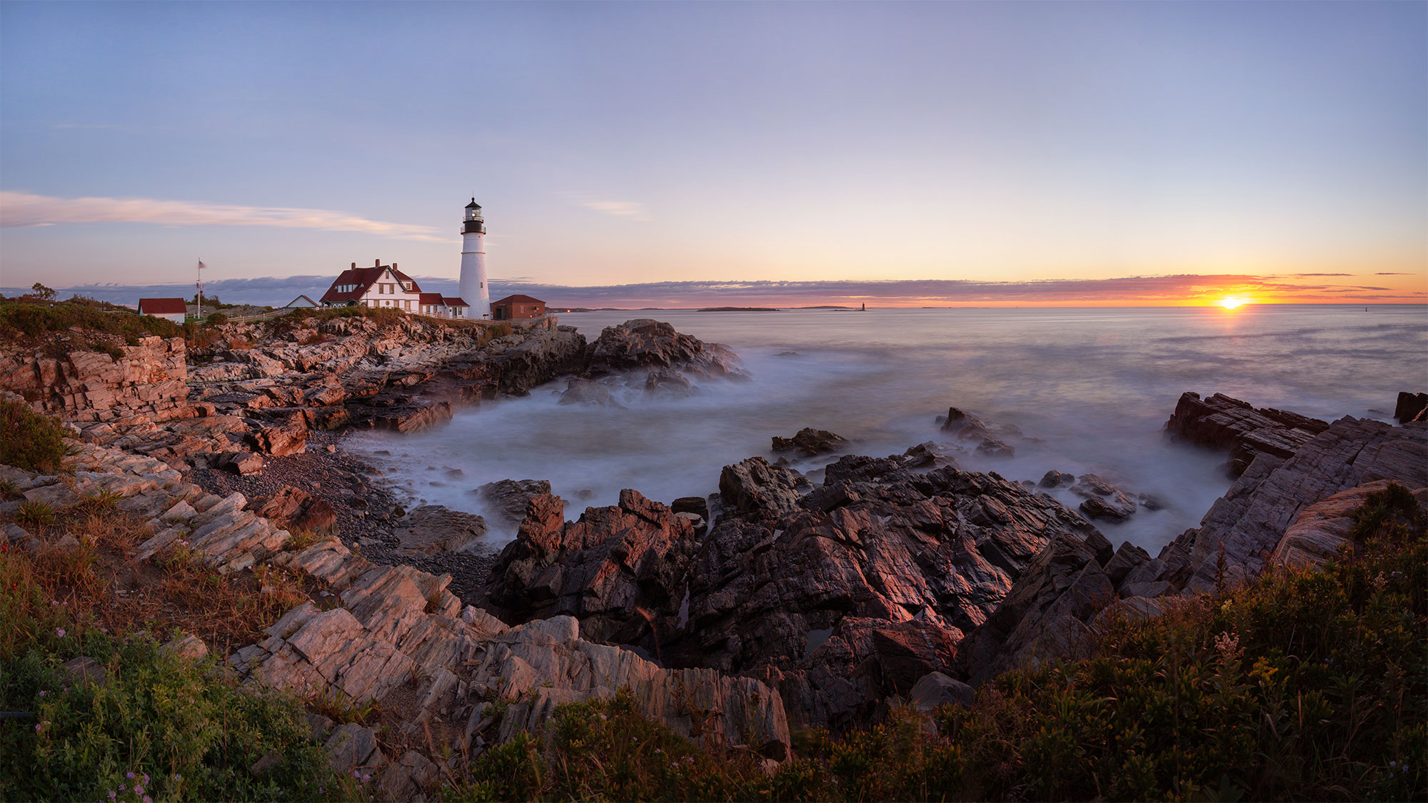 Portland Headlight lighthouse at sunrise