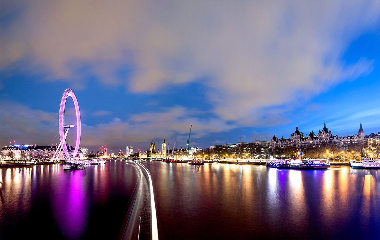 Downtown London and the River Thames from the Jubilee Bridge