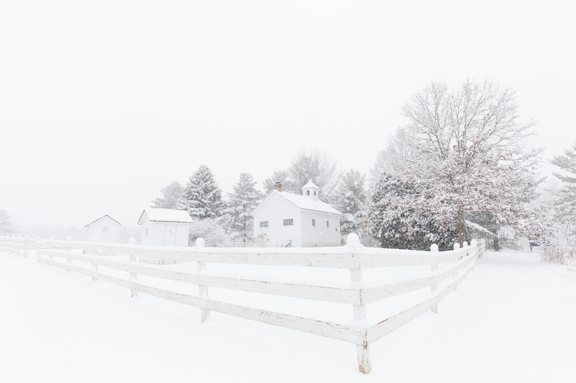 Pioneer Sholes School during a snowstorm