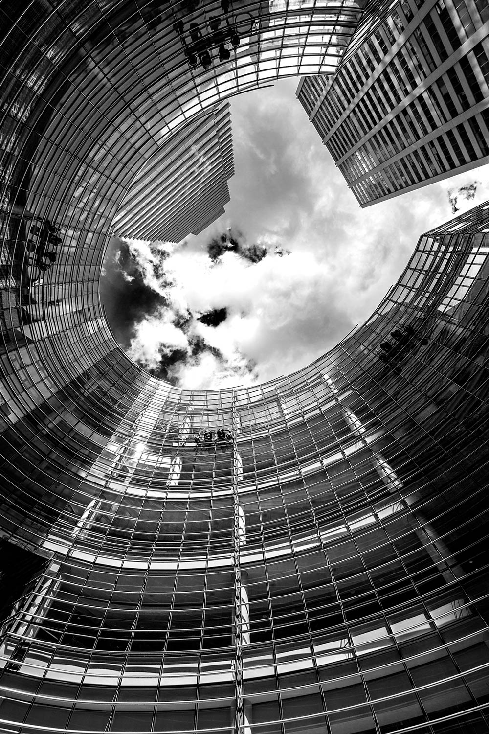 Looking up at an apartment building New York City